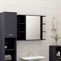 Bathroom Mirror Cabinet Grey 80x20.5x64 cm Chipboard