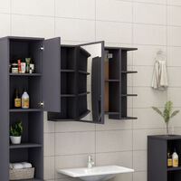 Bathroom Mirror Cabinet Grey 80x20.5x64 cm Chipboard