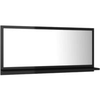 Bathroom Mirror High Gloss Black 80x10.5x37 cm Chipboard