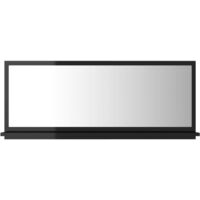 Bathroom Mirror High Gloss Black 90x10.5x37 cm Chipboard