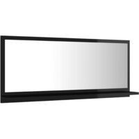 Bathroom Mirror High Gloss Black 90x10.5x37 cm Chipboard