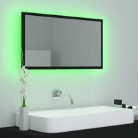 LED Bathroom Mirror Black 80x8.5x37 cm Chipboard