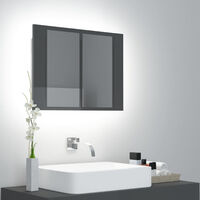 LED Bathroom Mirror Cabinet High Gloss Grey 60x12x45 cm