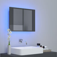 LED Bathroom Mirror Cabinet High Gloss Grey 60x12x45 cm
