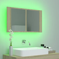 LED Bathroom Mirror Cabinet Sonoma Oak 80x12x45 cm