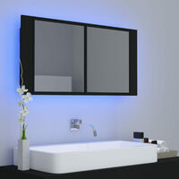 LED Bathroom Mirror Cabinet Black 90x12x45 cm