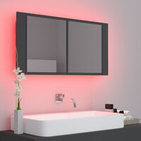 LED Bathroom Mirror Cabinet Grey 90x12x45 cm