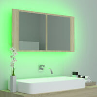 LED Bathroom Mirror Cabinet Sonoma Oak 90x12x45 cm