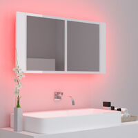 LED Bathroom Mirror Cabinet High Gloss White 90x12x45 cm