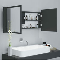 LED Bathroom Mirror Cabinet Grey 100x12x45 cm