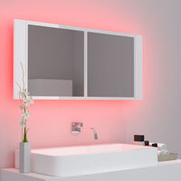LED Bathroom Mirror Cabinet High Gloss White 100x12x45cm