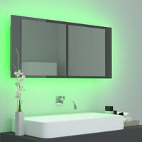 LED Bathroom Mirror Cabinet High Gloss Grey 100x12x45 cm