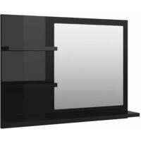 Bathroom Mirror High Gloss Black 60x10.5x45 cm Chipboard
