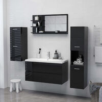 Bathroom Mirror High Gloss Black 90x10.5x45 cm Chipboard