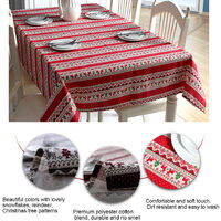 Christmas Tablecloth Printed Rectangle Table Lines Snowflake Reindeer Christmas Tree Pattern Polyester Cotton Blend Holiday Xmas Table Runners Decoration Table Cover for Party Picnic Outdoor and Indoor Use,model:Purple - model:Purple