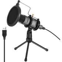 USB Microphone Computer PC Desktop Microphone Condenser Mic with Tripod Stand Shock Mount Pop Filter Plug and Play for Video Conference Meeting Streaming Singing Recording Podcasting Gaming,model:Grey
