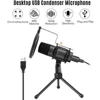 USB Microphone Computer PC Desktop Microphone Condenser Mic with Tripod Stand Shock Mount Pop Filter Plug and Play for Video Conference Meeting Streaming Singing Recording Podcasting Gaming,model:Grey
