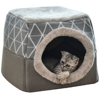 Self-Warming Cat Bed Cave 2-in-1 Foldable Dogs Cushion Bed Soft Comfortable All Season Washable Cat Bed Mat Indoor Cats Dogs House With Pillow,model:Grey XL - model:Grey XL