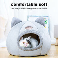 Round House for Cats and Dogs Four Seasons Thermal Semi-Closed Pet Bed Cat House Pet Supplies Cat Cozy Cave,model:Grey M - model:Grey M