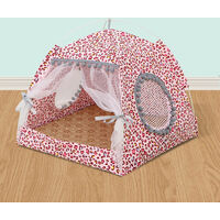 Foldable Pet Tent Washable Pet House Elegant Puppy Kennel Cat Kitten Dog Camping Tent Pet Shelter for Four Seasons,model:Pink Size M - model:Pink Size M
