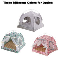 Foldable Pet Tent Washable Pet House Elegant Puppy Kennel Cat Kitten Dog Camping Tent Pet Shelter for Four Seasons,model:Pink Size M - model:Pink Size M