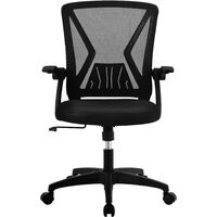 Mesh Office Chair Ergonomic Desk Chair Swivel Computer Chair Flip Up Arms With Lumbar Support Adjustable Height Task Chair, Black