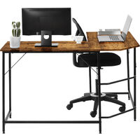 L-Shaped Computer Desk Office Desk Corner Desk Laptop Study Workstation Large PC Gaming Desk Home-Office Table 128x120x76.5cm£¬Rustic brown