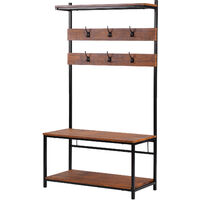 Coat Rack Stand, Industrial Coat Tree, Hall Tree Free Standing, Hall Shoes Rack with Removable Hooks Height 150 cm