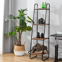 Heavy Duty Clothes Rail Metal Coat Stands with Shoe Rack Storage Cabinet Wardrobe 4 Tiers Ladder Bookshelf Shelving Unit Vintage Wood