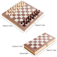 3-in-1 Multifunctional Wooden Chess Set Folding Chessboard Game Travel Games Chess Checkers Draughts and Backgammon Set Entertainment Educational Toys,model:Beige 30x30cm