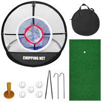 Pop Up Golf Chipping Net Combo with Golf Hitting Mat Indoor Backyard Golf Training Practice Target Hitting Net with 5 Balls,model:Black C