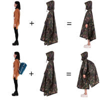 TOMSHOO Multifunctional Lightweight Raincoat with Hood Hiking Cycling Rain Cover Poncho Rain Coat Outdoor Camping Tent Mat,model: Camouflage2 - model: Camouflage2