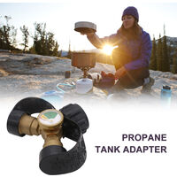 Propane Y-Splitter Adapter with Gauge 2 Way LP Gas Adapter BBQ Tee Connector,model: 1pc