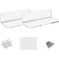 Floating Shelves Wall Mounted Set of 2 with Cable Clips Easily Expand Wall Space Acrylic Hanging Shelves for Bedroom Bathroom Gaming Room Living Room Office,model:Transparent
