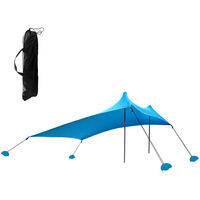 Beach Tent Sun Shelter with Sandbags for Camping Fishing Hiking Backyard Beach Park,model:Blue - model:Blue