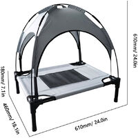 Elevated Dog Bed with Canopy Outdoor Pet Cot Portable Sunshade Pet Tent Cooling Bed for Dogs Cats Camping Beach, S,model:Grey S