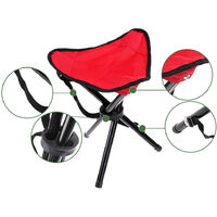 Portable Folding Tripod Chair Camping Fishing Stool,model:Red
