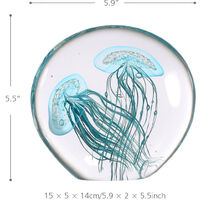 Tooarts Blue Jellyfish Gift Glass Ornament Handblown Home Decor Blue