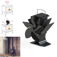 5-Blade Fireplace Fans Heat Powered Stove Fan Wood Log Burner Fan Silent Eco-friendly Heat Distribution,model:Black - Black