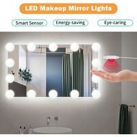 2 PCS LED Makeup Mirror Lights Smart Sensor Control Vanity Mirror Lights Bathroom Mirror Light with 1.5m USB Cable LED Strip Lights,model: 2PCS