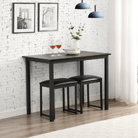 Bar Table and 2 Stools Kitchen Set with Padded Seat Breakfast Small Dining Table and 2Chairs Set