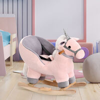 ¡¾NEW¡¿Rocking Horse Toys, Plush Rocking Horse, Toddler Rocking Chair with Handle Grip| Safe Belt |Wood Base, Animal Rider Toys, Ride On Toy for 6-36 months Kids, Gift for Boys Girls, (Unicorn) Pink