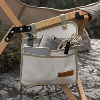 Shine Trip Camping Chair Armrest Storage Bag Canvas Folding Chair Organizer Multifunctional Side Pocket Pouch Portable Bag for Outdoor Camping Picnic Fishing,model:Beige