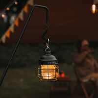 Vintage Lantern Portable Camping Lamp Tent Light Outdoor Camping Light Three Level Brightness Adjustable IPX4 Waterproof for Outdoor Travel Barbecue Camping with Hook,model:Black transparent lamp shade