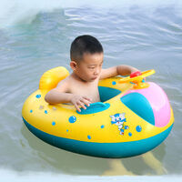 Portable Baby Swimming Float with Sun Protection Canopy Kids Inflatable Pool Swimming Ring Summer Children's Swimming Circle Inflatable Bathing Ring Pool Floats,model:Yellow & Blue
