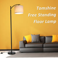 Tomshine Floor Lamp with 9W Warm Light LED Bulb Hanging Lampshade Energy Saving Bedside Arc Light E26/E27 Socket Detachable Free Standing for Living Room Bedrooms Office,model: UK Plug