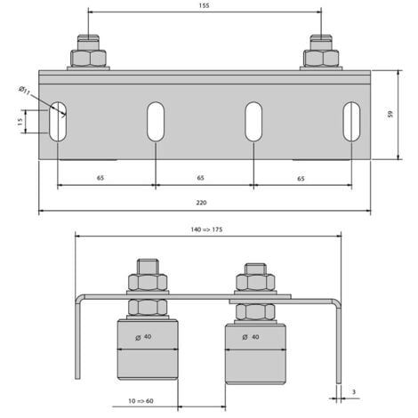 Obere Führung mit 4 Rollen 40 mm, Länge 220 mm, für SLID'UP 1600 Schiebetorbeschlag