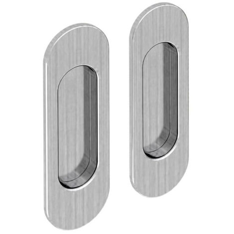 Griffmulden Set für Schiebetüren, oval, Nickel gebürstet, für Durchgangstüren, Zimmertüren, Schranktüren