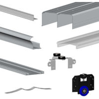Schiebetürbeschlag SLID'UP 280, Laufschiene 200 cm, silber, für 2 Türen mit 18 mm Türstärke, bis 50 kg,