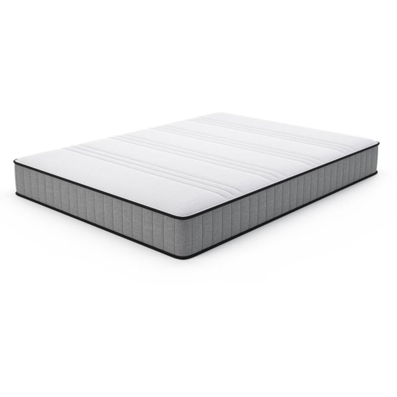 Ensemble Lit 140x190 Eden - Sommier 4 Pieds + Matelas Mousse 20cm Hypoallergénique